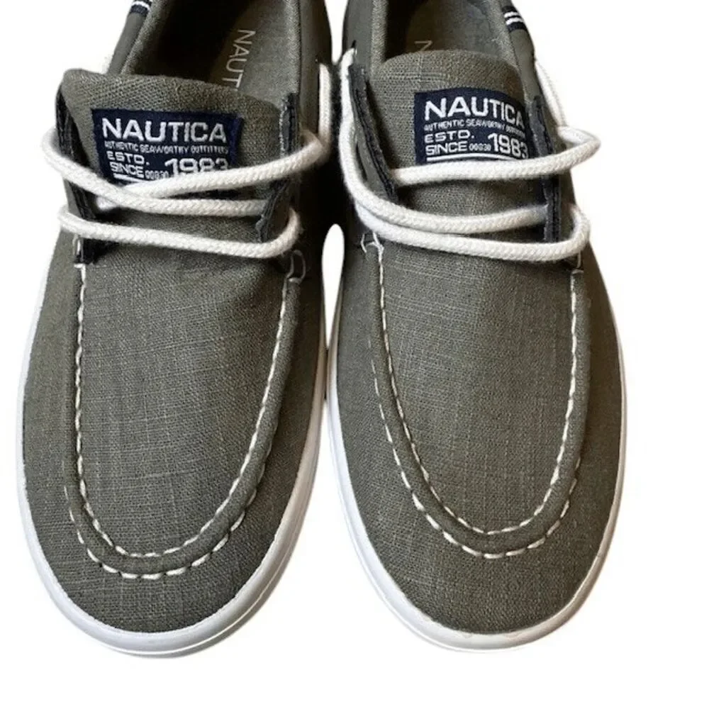 Nautica Spinnaker Boat Shoe Washed Burlap‎ Malad Dusty Olive Green 8
